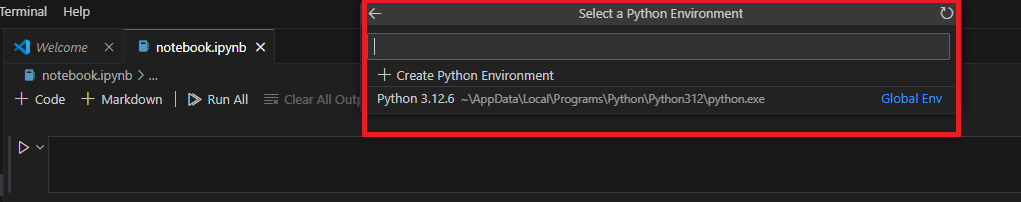 Select a Python kernel